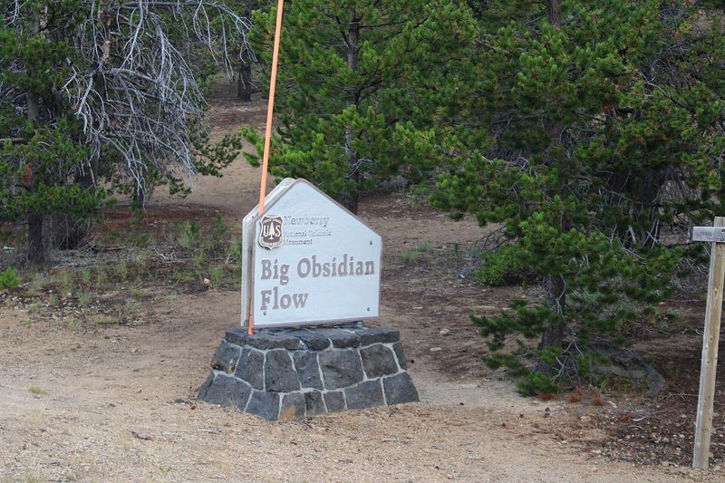 Big Obsidian Flow trailhead sign in Newberry National Volcanic Monument